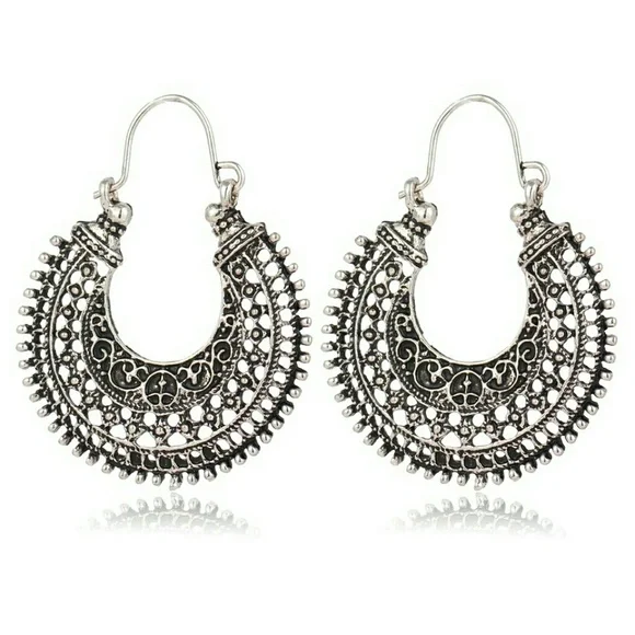 💋RETRO BOHEME HALF MOON DANGLE EARRINGS!!! - Picture 4 of 5